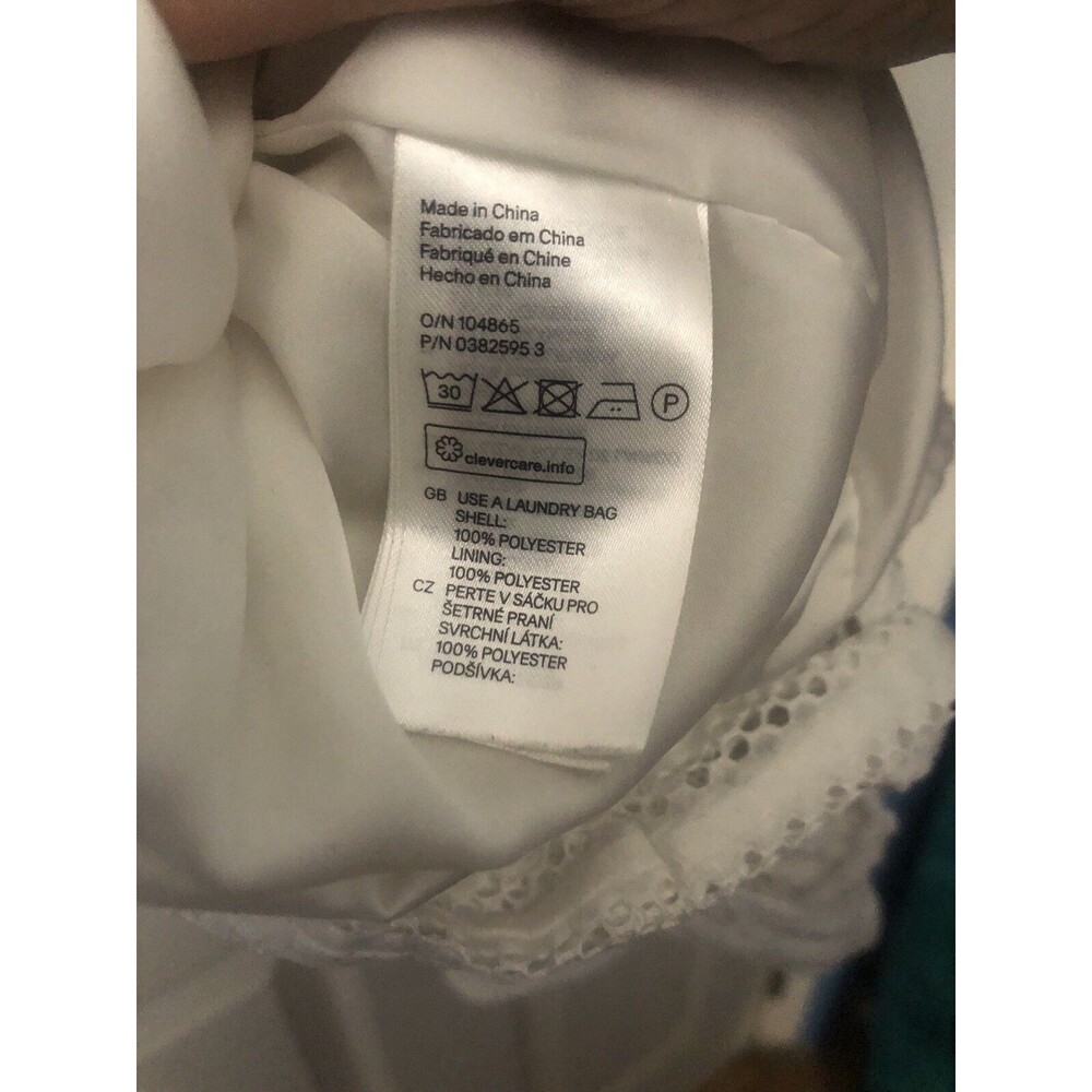 H&M White Knit Striped Lace V-Neck Lined Fit & Flare Dress Back Zipper Sz 6 - Picture 5 of 7